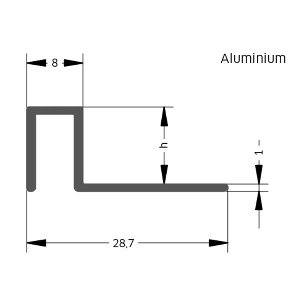 Technische Zeichnung: BLANKE BALKON DEKOPROFIL Aluminium