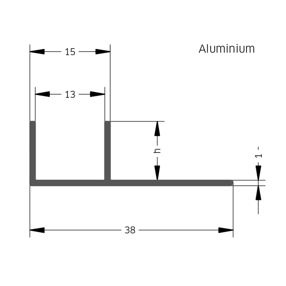 Technische Zeichnung: BLANKE F-PROFIL Aluminium