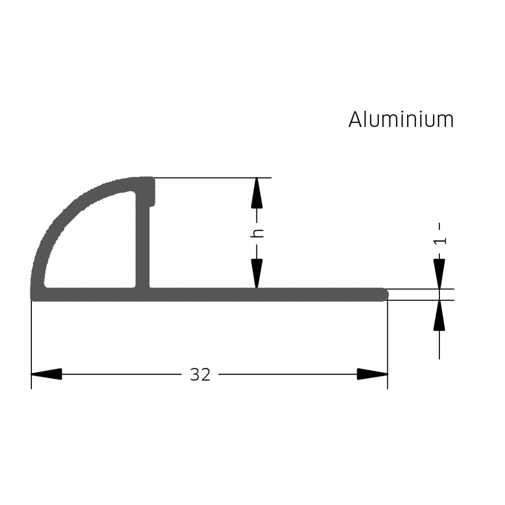 Technische Zeichnung: BLANKE VIERTELKREISPROFIL Aluminium